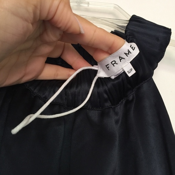 NEW Frame Satin Shirred Halter Neck Midi Dress Navy Blue Size Small S - Picture 5 of 8